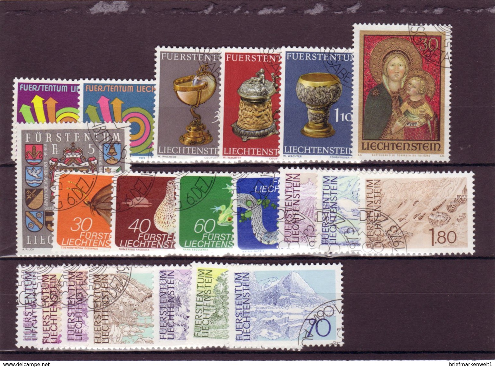 Liechtenstein, Kpl. Jahrgang 1973, Gest. (T 7635) - Annate Complete