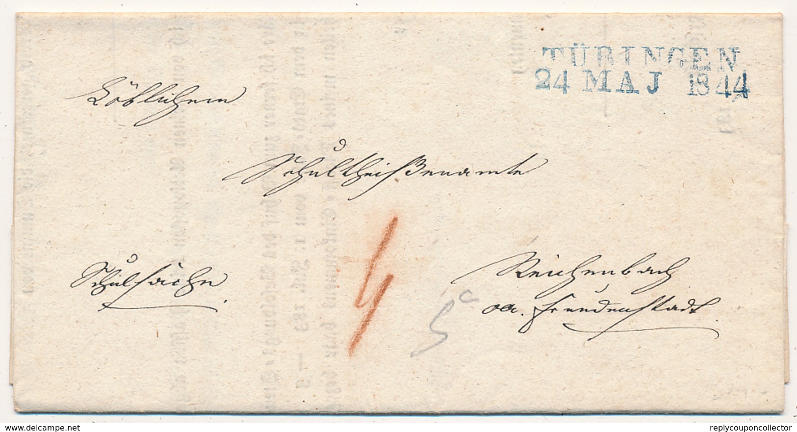 TÜBINGEN -  1844  ,  Brief Mit Inhalt Nach Reichenbach - Vorphilatelie