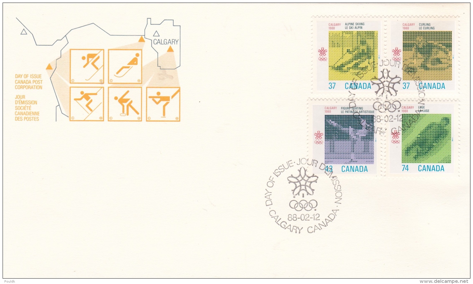 Canada FDC Calgary Winter Olympic Games 1988 (LAR7-3) - Winter 1988: Calgary