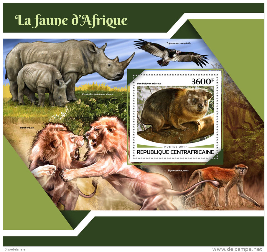 CENTRAL AFRICA 2017 ** African Fauna Rhino Nashorn S/S - OFFICIAL ISSUE - DH1748 - Rhinozerosse