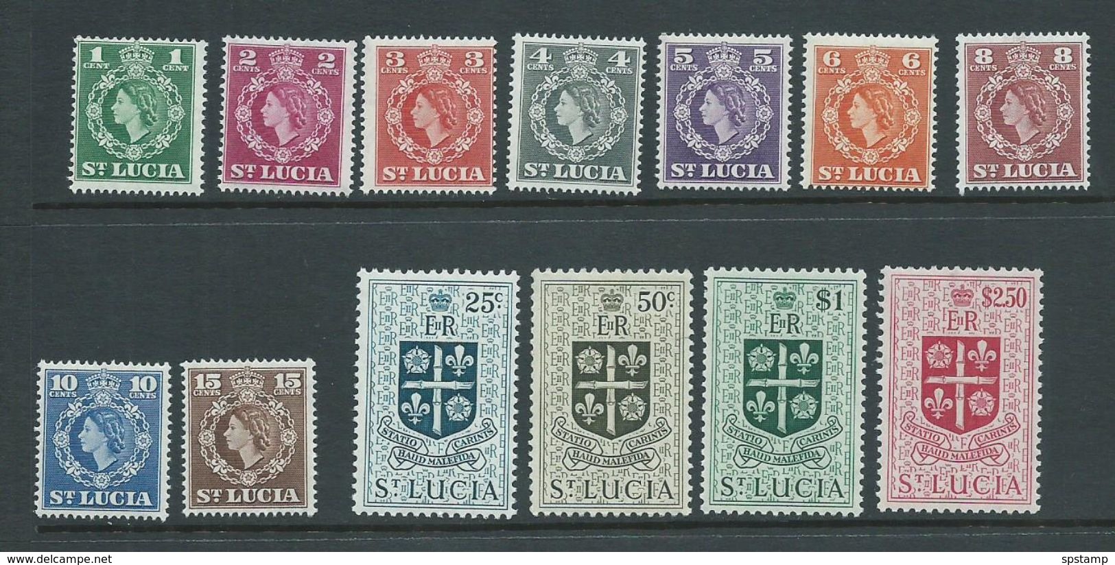St Lucia 1953 QEII Definitive Set Of 13 MNH - St.Lucia (...-1978)