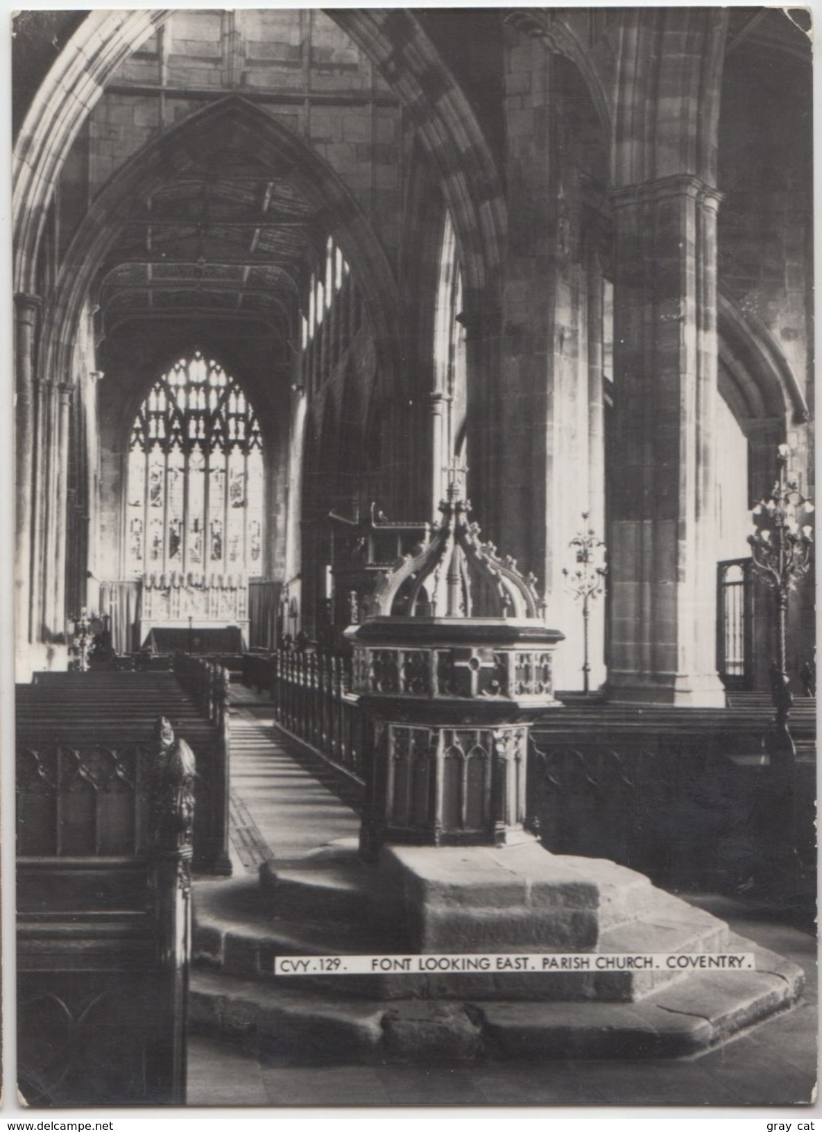 FONT LOOKING EAST, PARISH CHURCH, COVENTRY, United Kingdom, Real Photo Postcard [20666] - Coventry