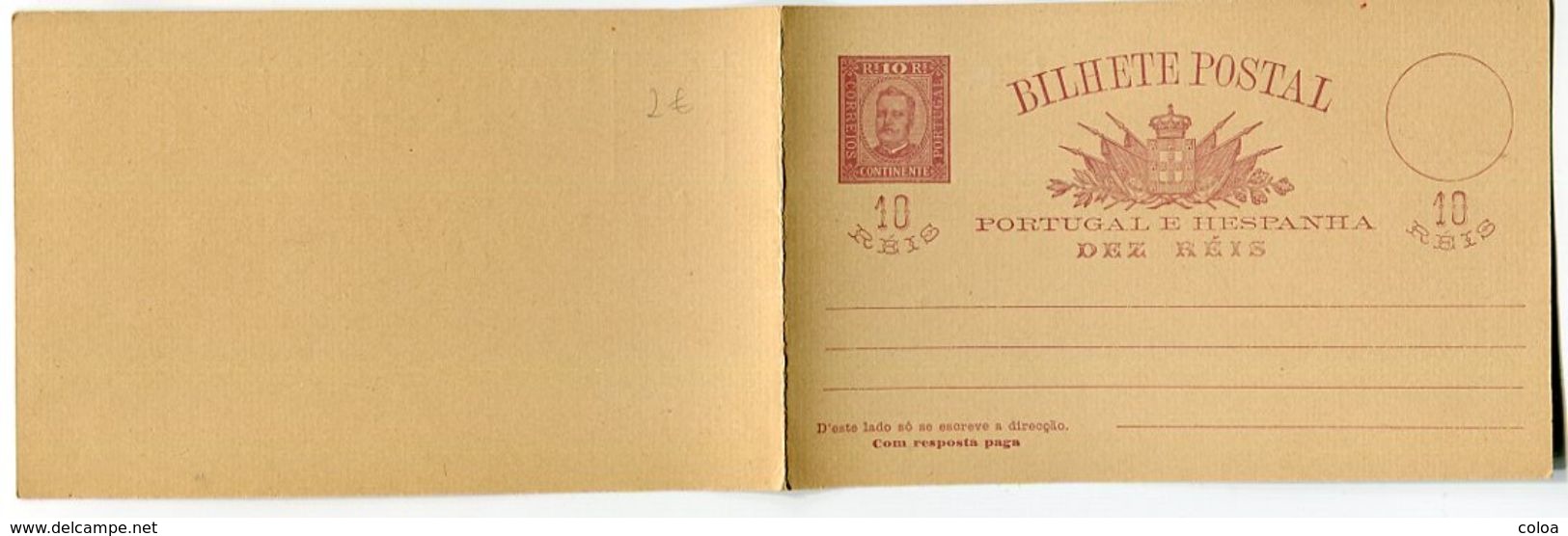 Bilhete Postal Portugal E Hespanha 10 Reis - Entiers Postaux