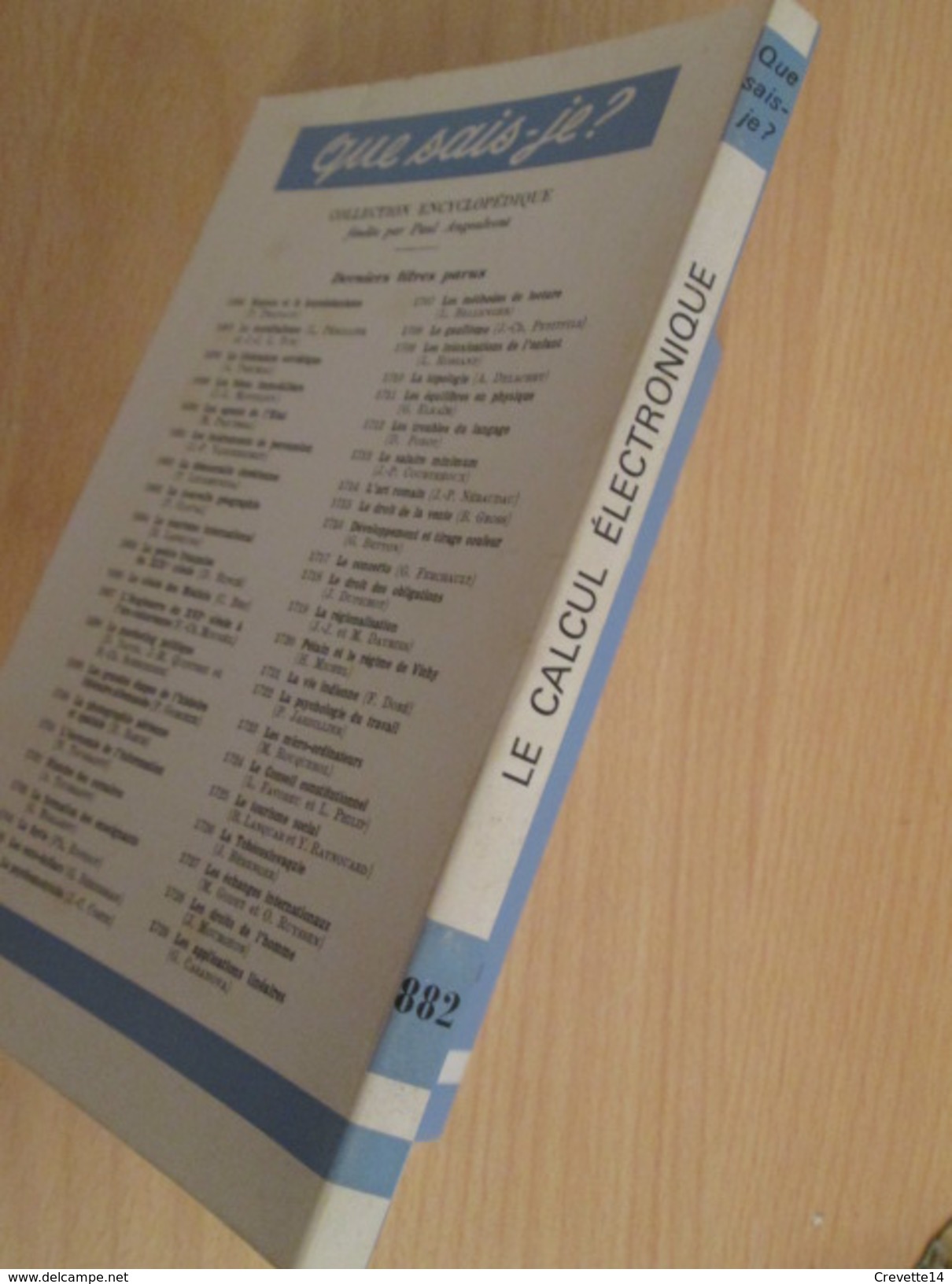 PUF QUE SAIS-JE N° 882  / LE CALCUL ELECTRONIQUE édition De 1978 - Informatik