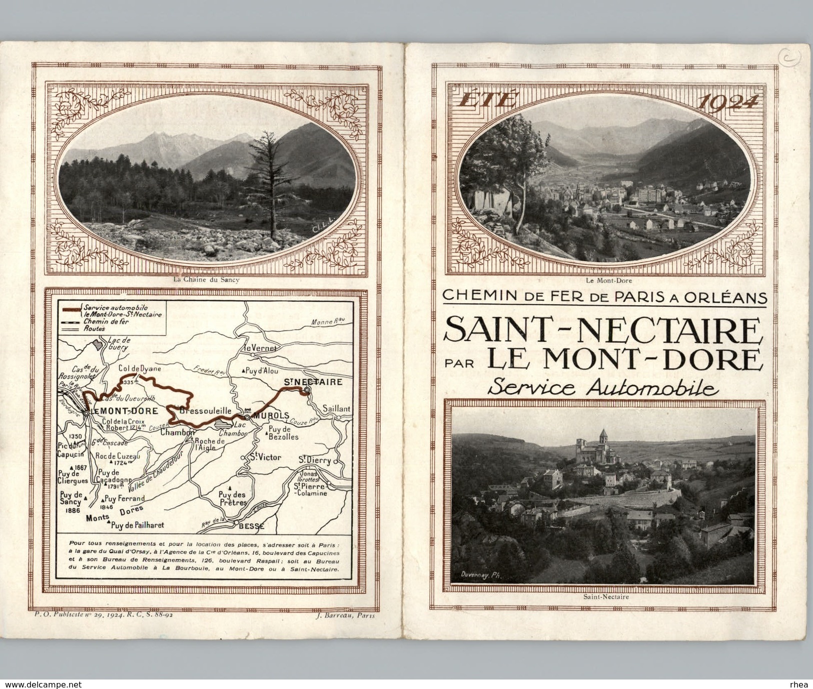 CHEMINS DE FER De Paris à Orléans 1924 - Double Feuillet - Saint-Nectaire Par Le Mont-Dore - Puy De Dome - Train - Europe