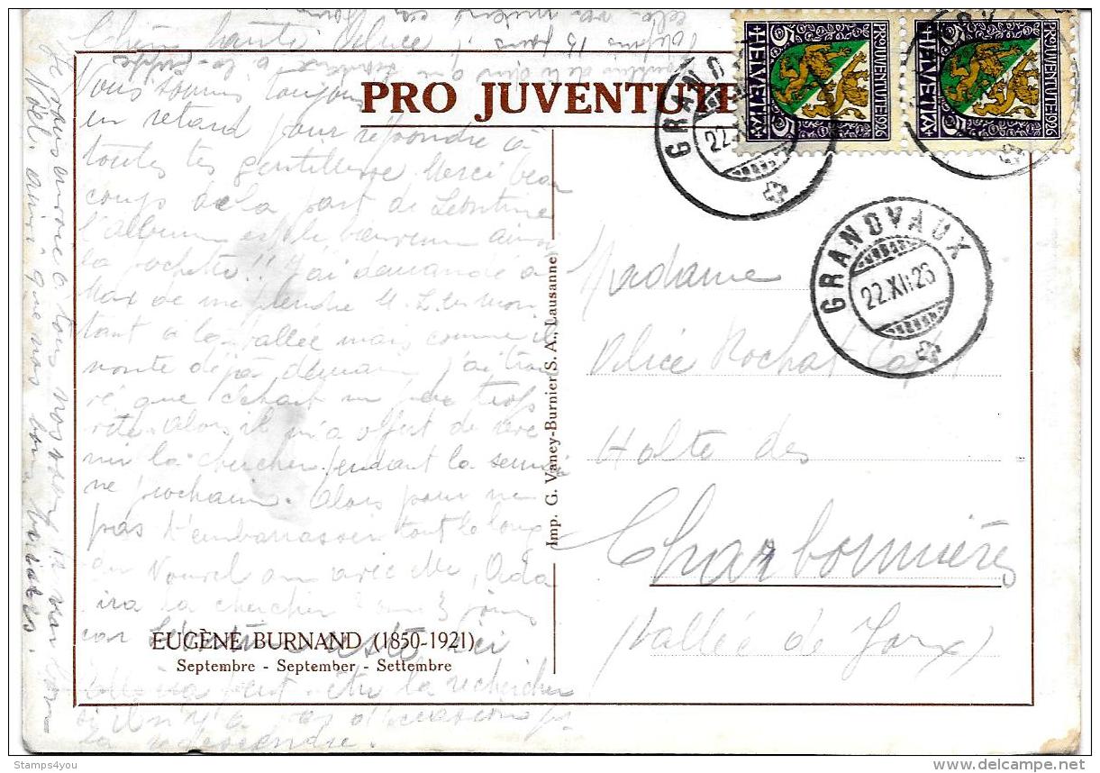 33 - 96 - Carte Pro Juventute Avec Timbre PJ  Et Superbes Cachets à Date De Grandvaux 1926 - Covers & Documents