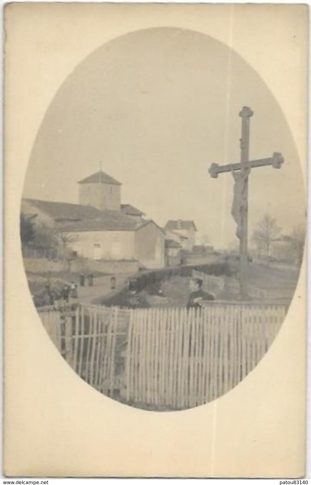 16. ST GOURDAN. CALVAIRE ET EGLISE. CARTE PHOTO - Autres & Non Classés