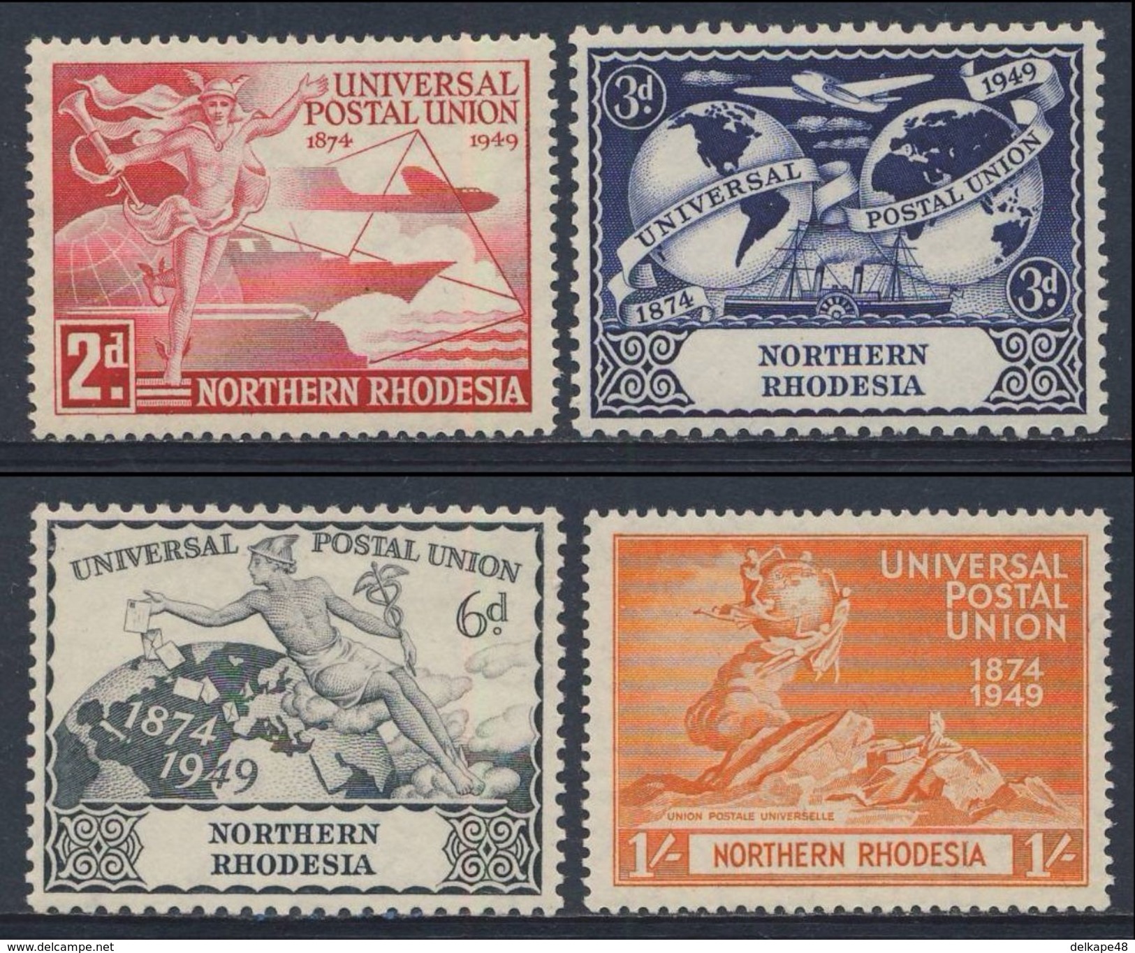 Northern Rhodesia 1949 Mi 50 /3 * MH - 75th Anniv. U.P.U. / 75 Jahre Weltpostverein - U.P.U.