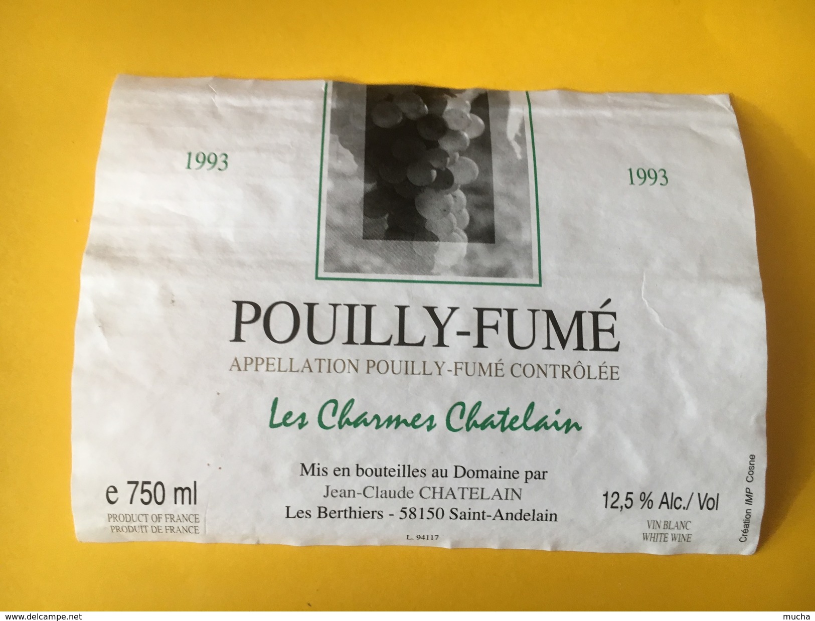 5844 -  Pouilly-Fumé 1993 Les Charmes Chatelain Jean-Claude Chatelain Pour Les Amis Golfeurs - Golf