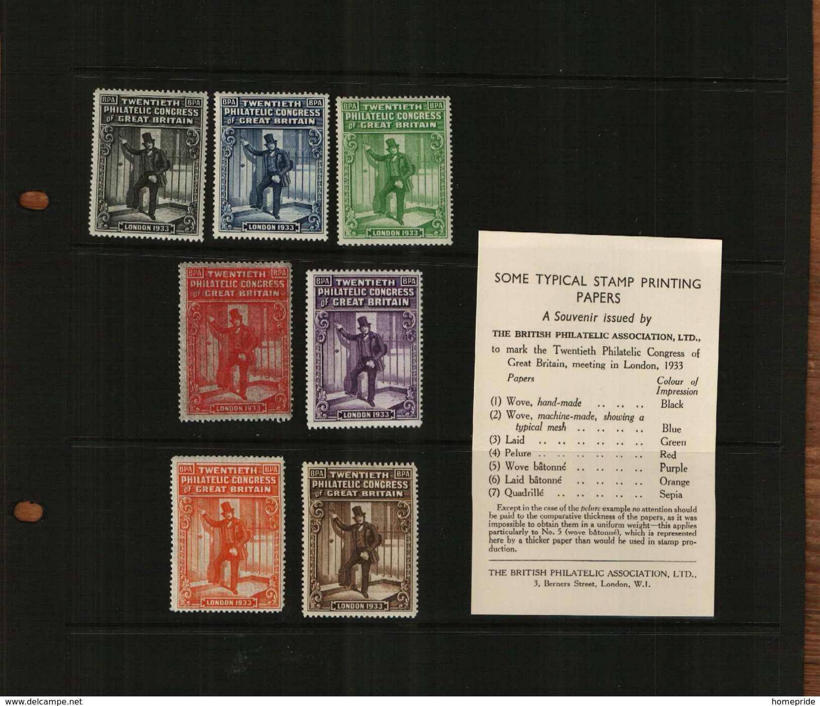 GB – 1933 - 20th PHILATELIC CONGRESS - SOUVENIR STAMPS - MNH - Unclassified