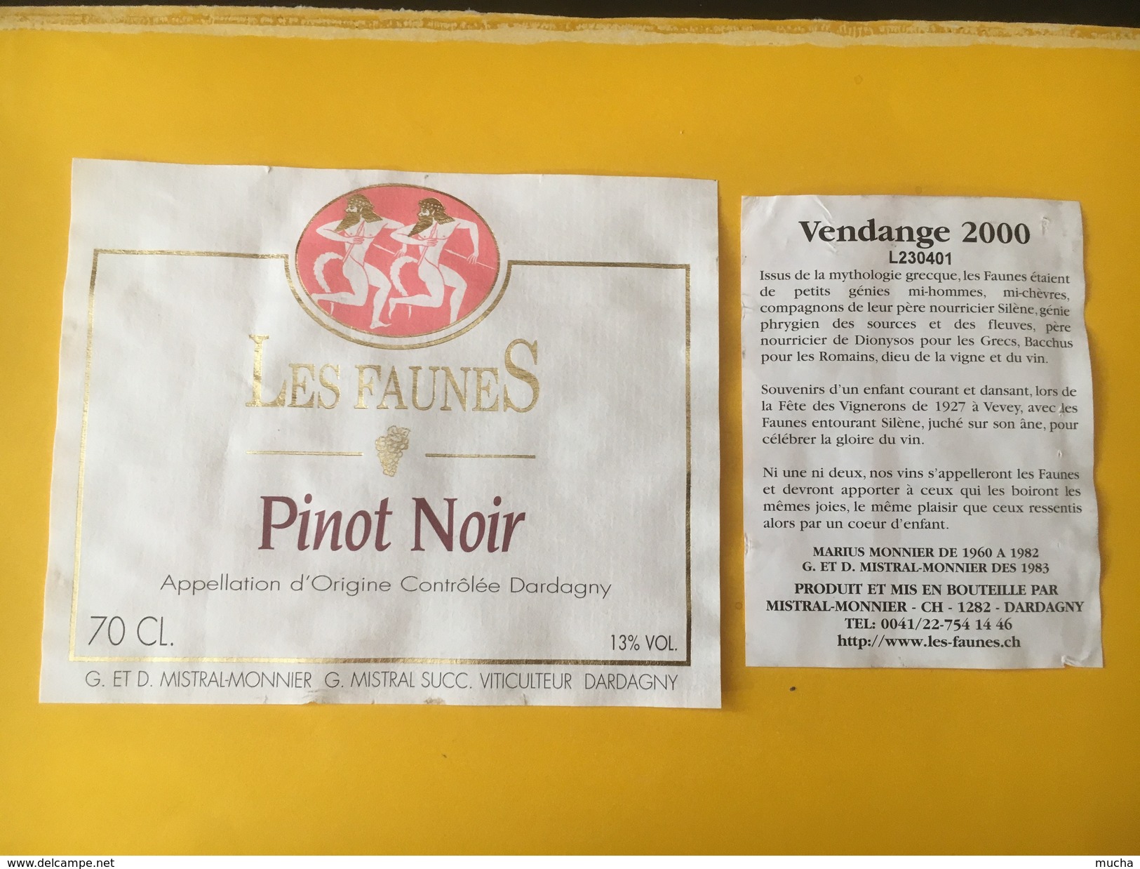 5855 - Les Faunes Pinot Noir Dardagny Suisse - Autres & Non Classés