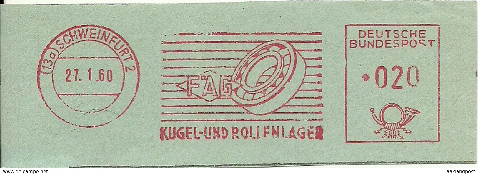 Germany Nice Cut Meter Kugel Lager, Swchweinfurt 27/1/1960 - Fabrieken En Industrieën