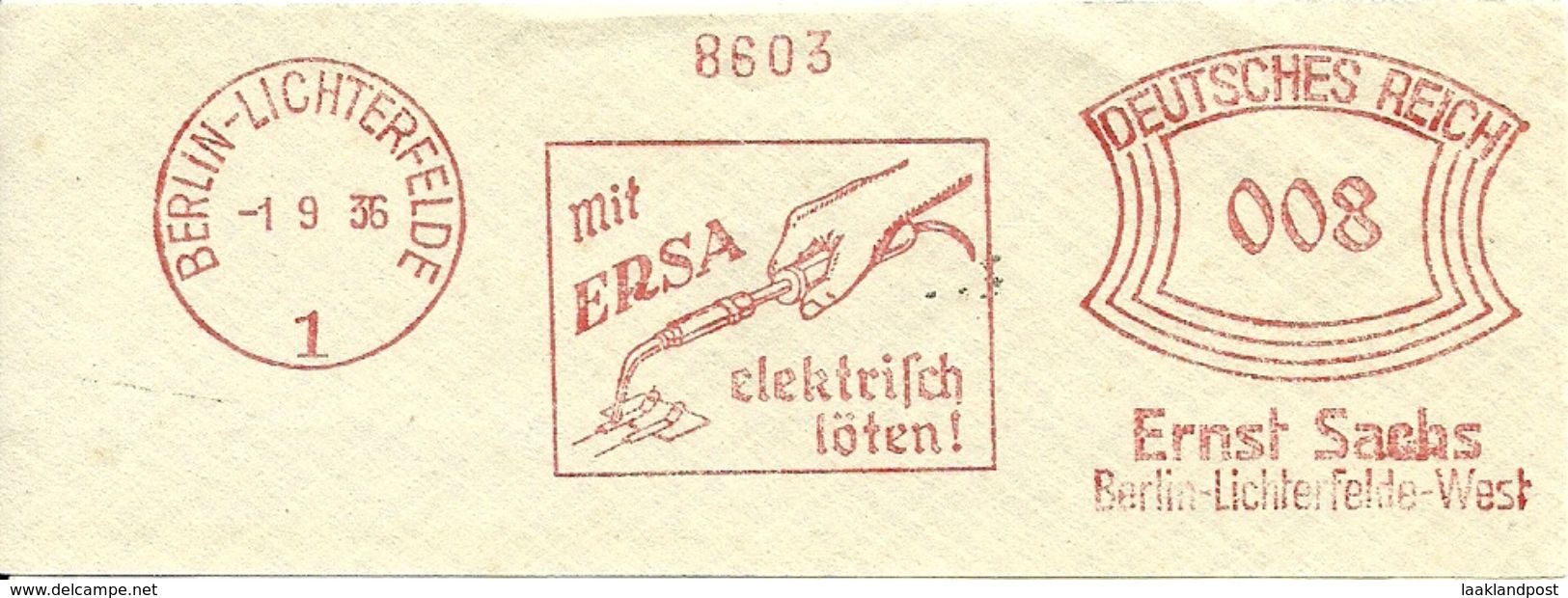 Germany Nice Cut Meter Mit ERSA Electric Welding Berlin-Lichterfelde 1/9/1935 - Fabrieken En Industrieën