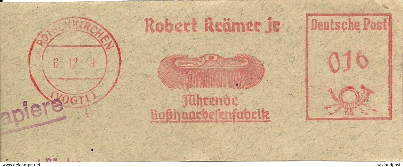 Germany Nice Cut Meter Robert Kramer, BROOM, Stuttgart, 23/7/1949 - Fabrieken En Industrieën