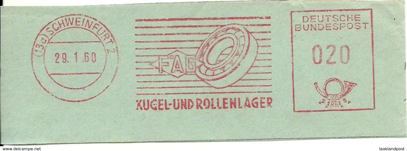 Germany Nice Cut Meter Kugel- Und Rollenlager, Schweinfurt 29/1/1960 - Fabbriche E Imprese