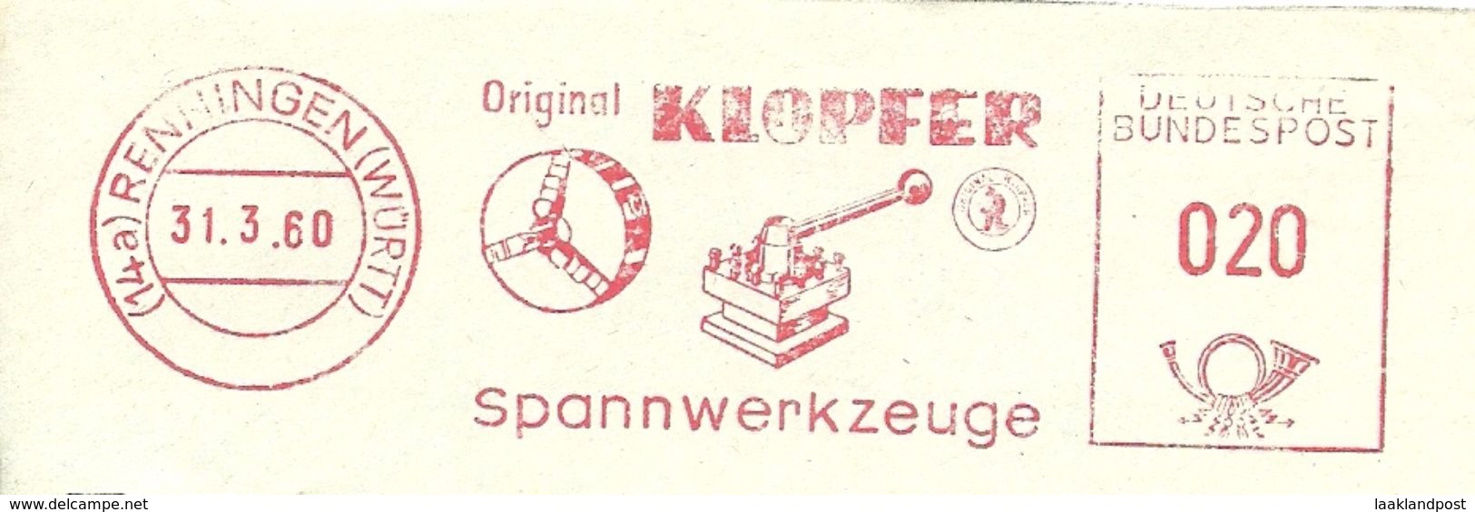 Germany Nice Cut Meter Klopfer Spannwerkzeuge, Renningen 31/3/1960 - Fabrieken En Industrieën