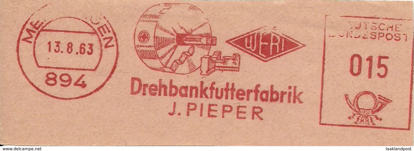 Germany Nice Cut Meter J. Pieper Drehbankfutterfabrik, 13/8/1963 - Fabrieken En Industrieën