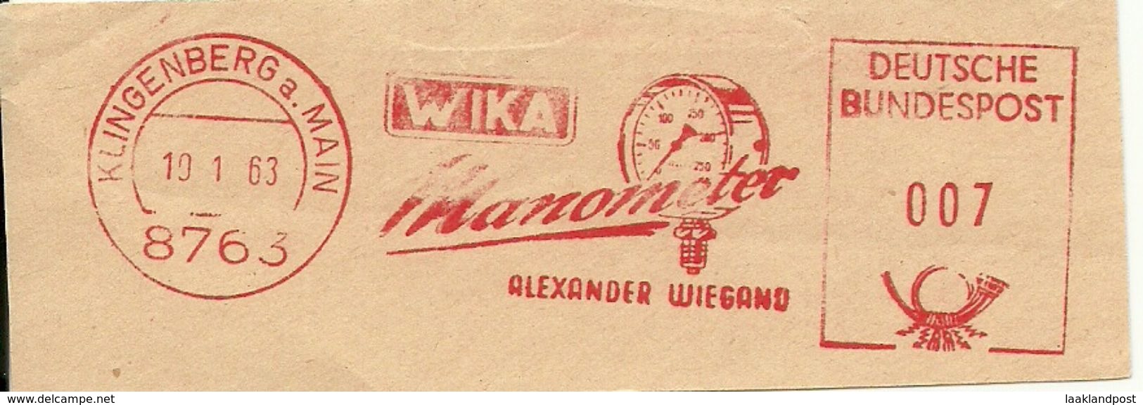 Germany Nice Cut Meter WIKA Manometer Alexander Wiegand, Klingenberg 19/1/1963 - Fabrieken En Industrieën