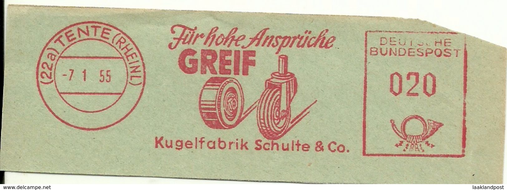 Germany Nice Cut Meter Greif Kugel Fabrik Schullte Tente 7/1/1955, Ball Bearing - Fabrieken En Industrieën