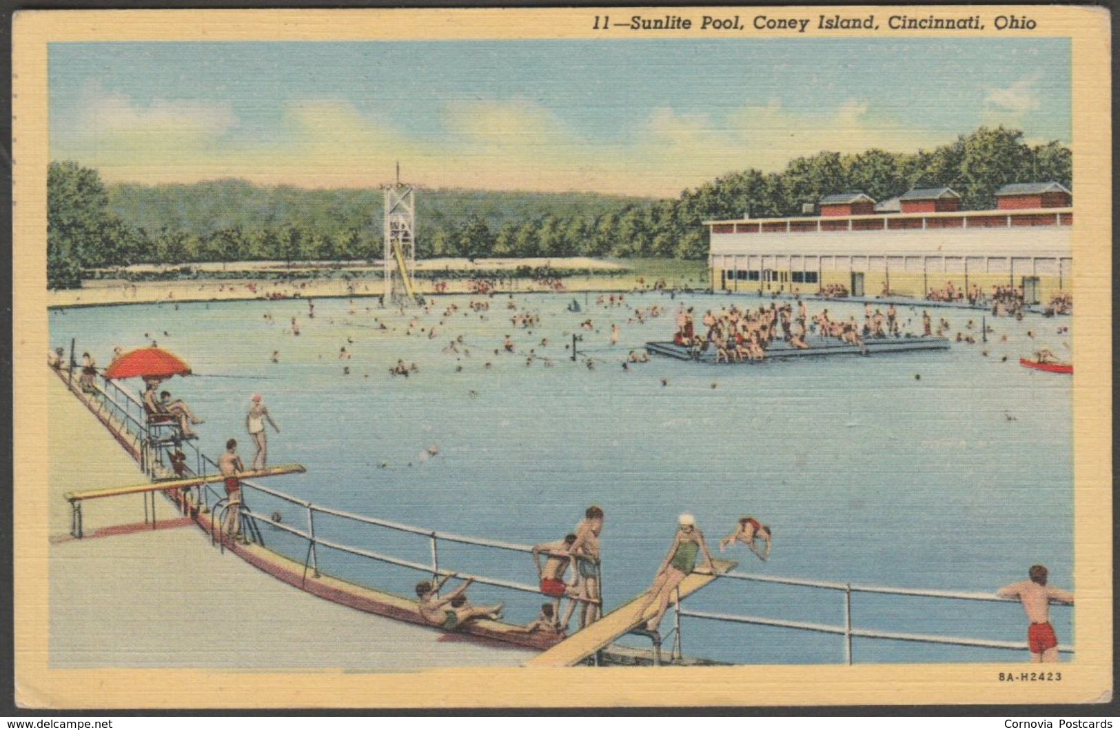 Sunlite Pool, Coney Island, Cincinnati, Ohio, 1947 - J Louis Motz Postcard - Cincinnati