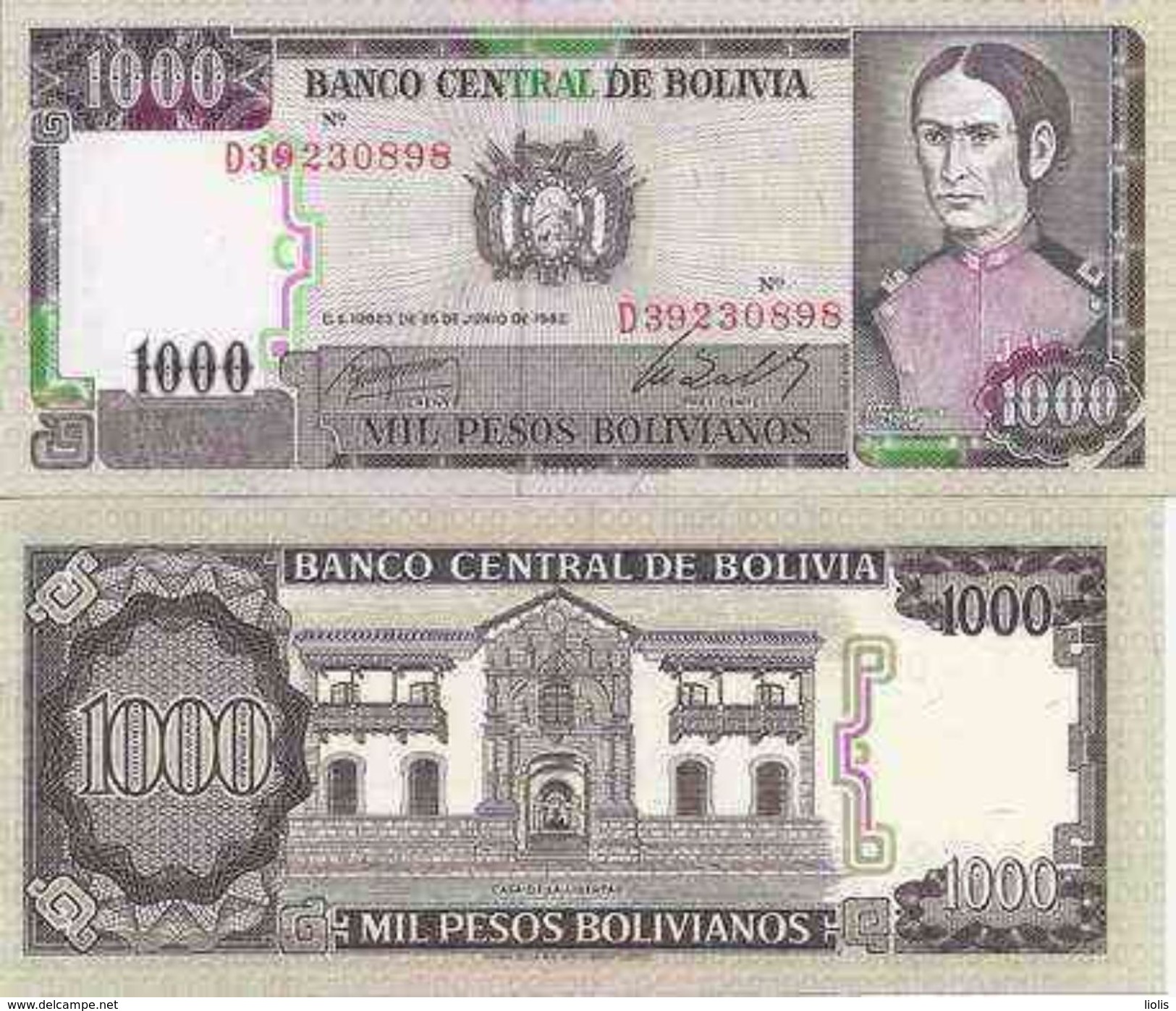 Bolivia P-167  1000 Bolivanos 1982 UNC - Bolivien