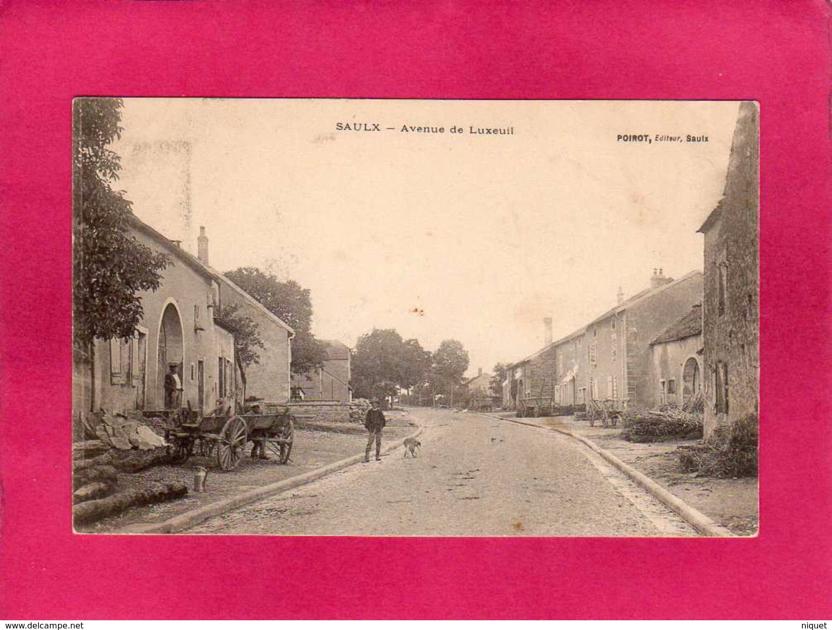 70 Haute Saône, Saulx, Avenue De Luxeuil, Animée, Charrette, 1908, (Poirot) - Autres & Non Classés