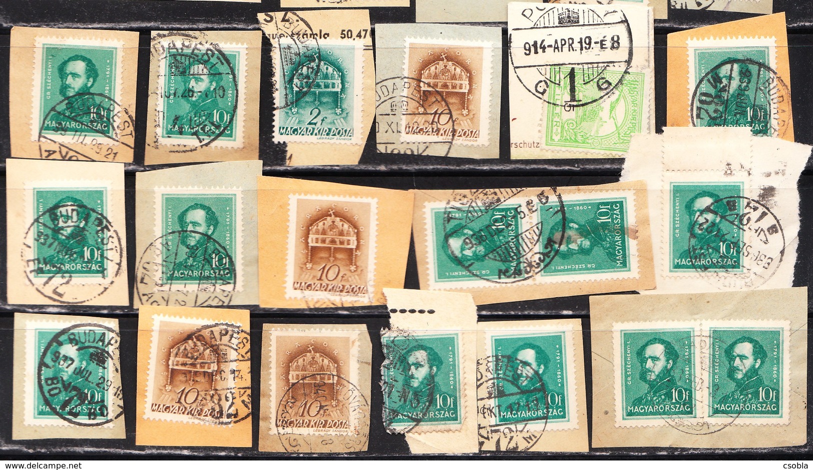 Hungarian Stamps, Cutouts On Paper 31 Pieces, 1914-1941 (e 195) - Used Stamps