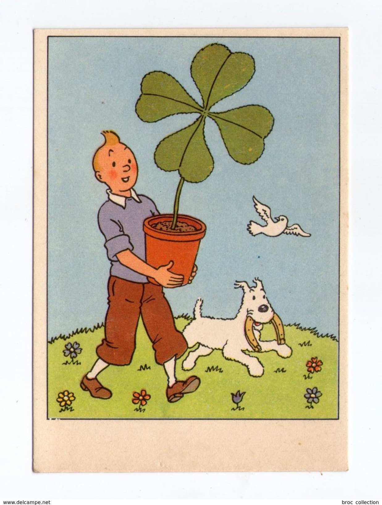 Hergé, Tintin Et Milou, Trèfle à Qutre Feuilles, Colombe, Fer à Cheval, Porte-bonheur, Imprimerie Casterman, Tournai - Bandes Dessinées