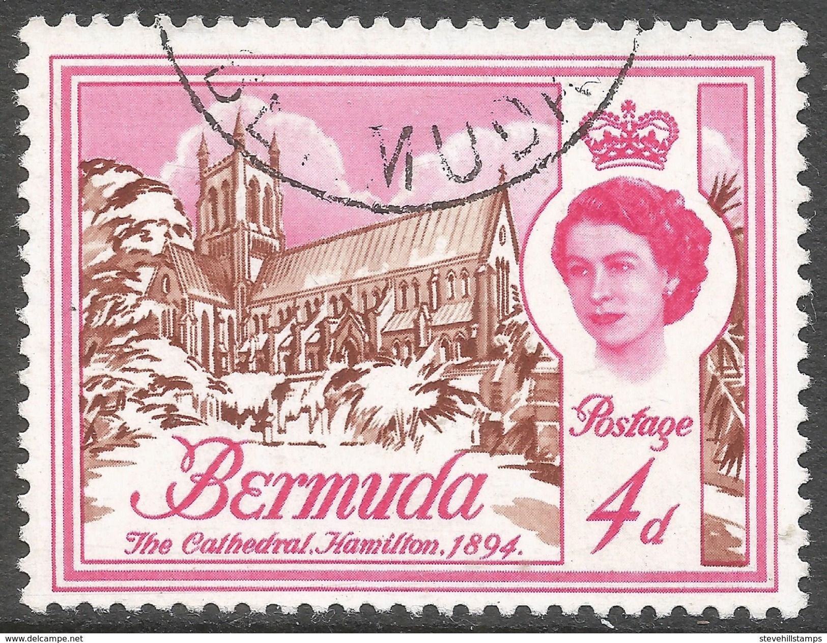 Bermuda. 1962-68 QEII. 4d Used. Upright Block CA W/M SG 166 - Bermuda