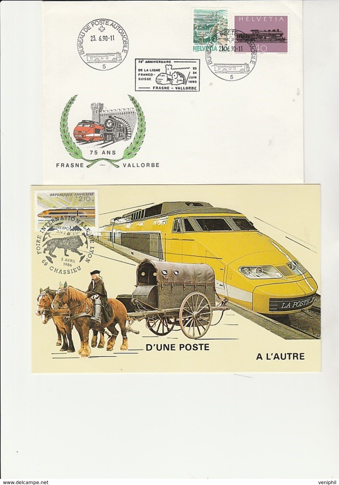 LOT DE 5 LETTRES ET CARTES OBLITERATIONS ILLUSTREES THEME T.G.V. - Trenes