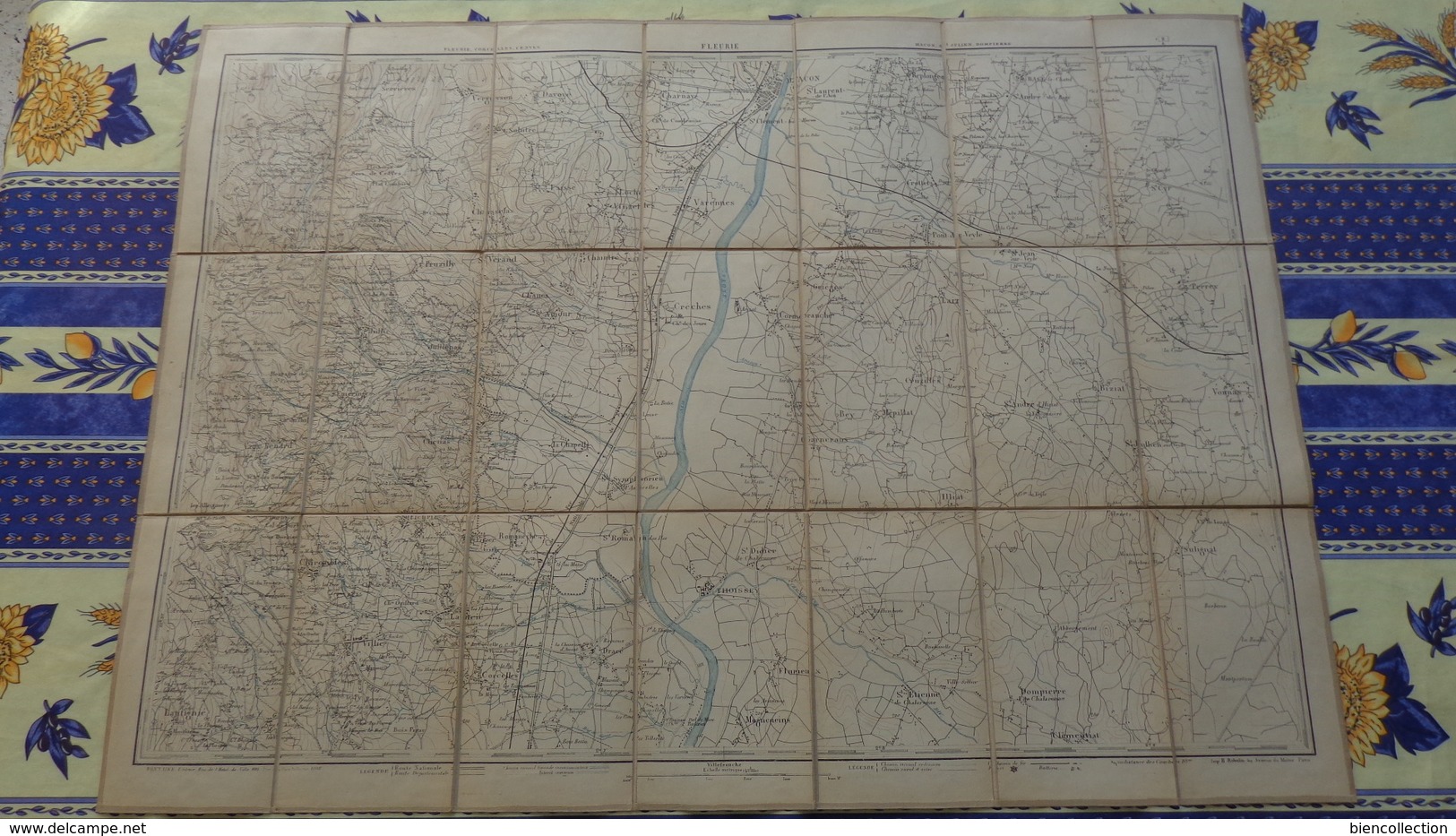 Carte Sur Toile Région De Macon,St Julien, Dompierre,Solutré (Saône Et Loire)  Format 80cm X 59cm - Cartes Routières