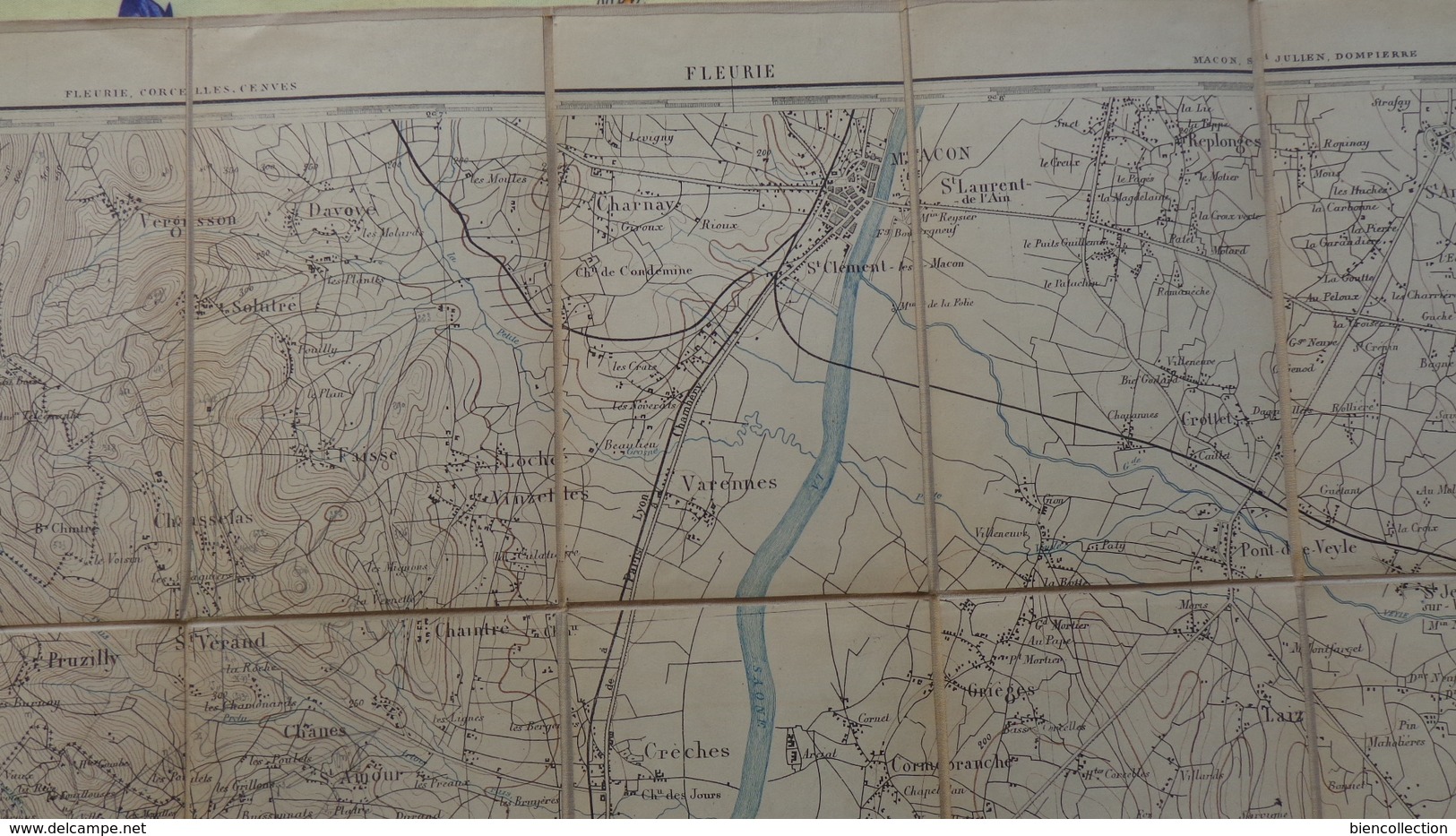 Carte Sur Toile Région De Macon,St Julien, Dompierre,Solutré (Saône Et Loire)  Format 80cm X 59cm - Cartes Routières