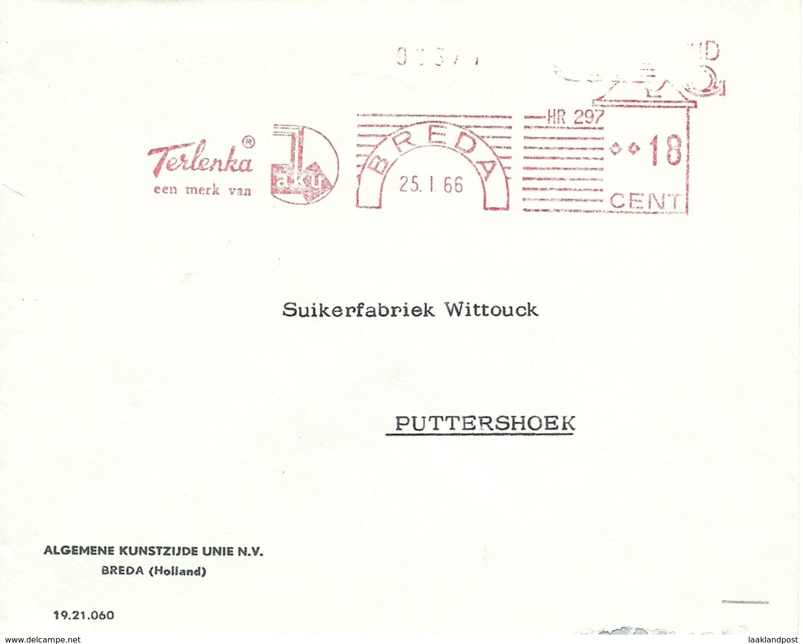 NL Firmcover Meter TERLENKA Een Merk Van AKU, Breda 25/1/1966 Textile - Textiles