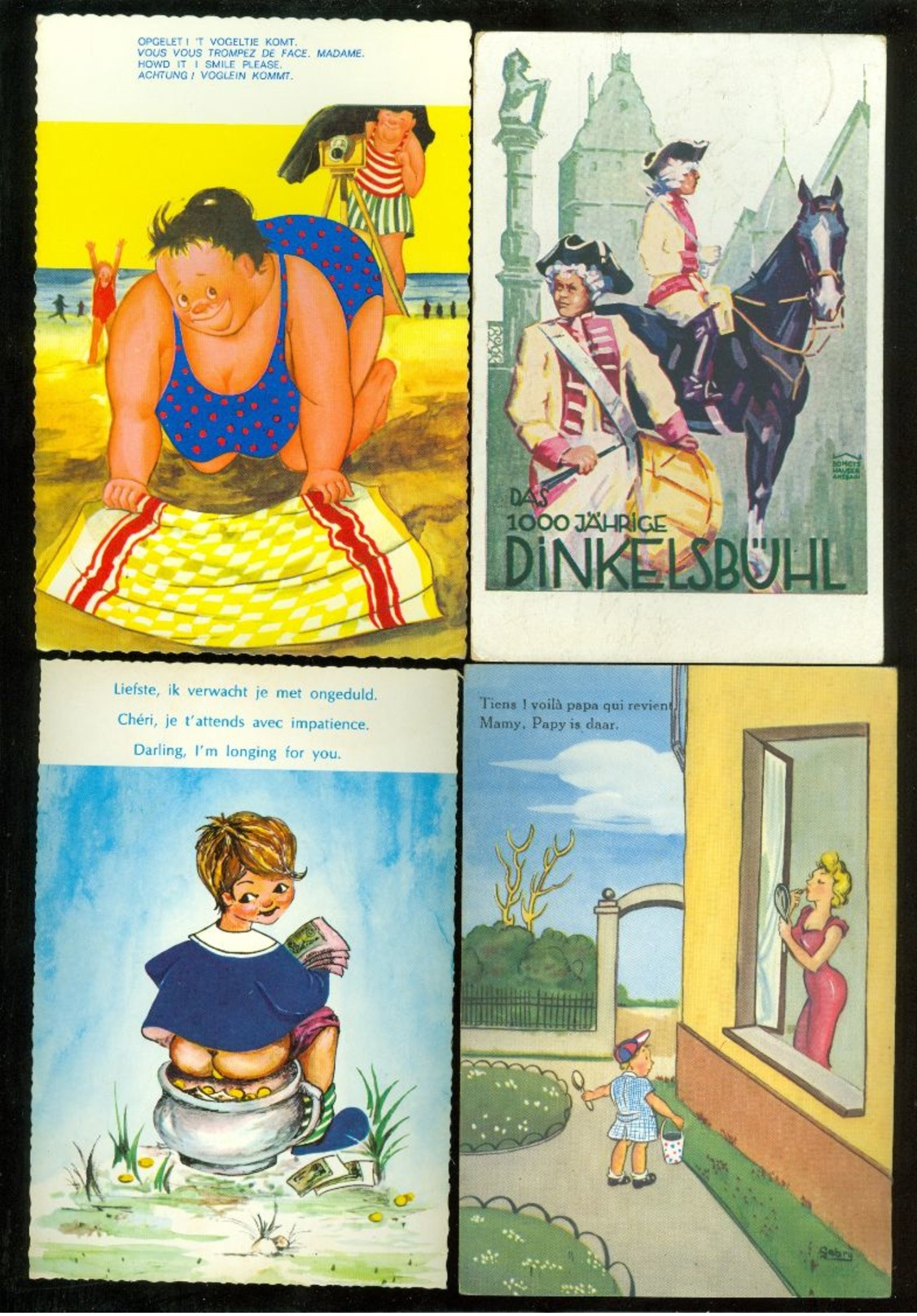 Beau lot de 60 cartes postales semi modernes grand format de fantaisie      Mooi lot 60 postk. fantasie groot formaat