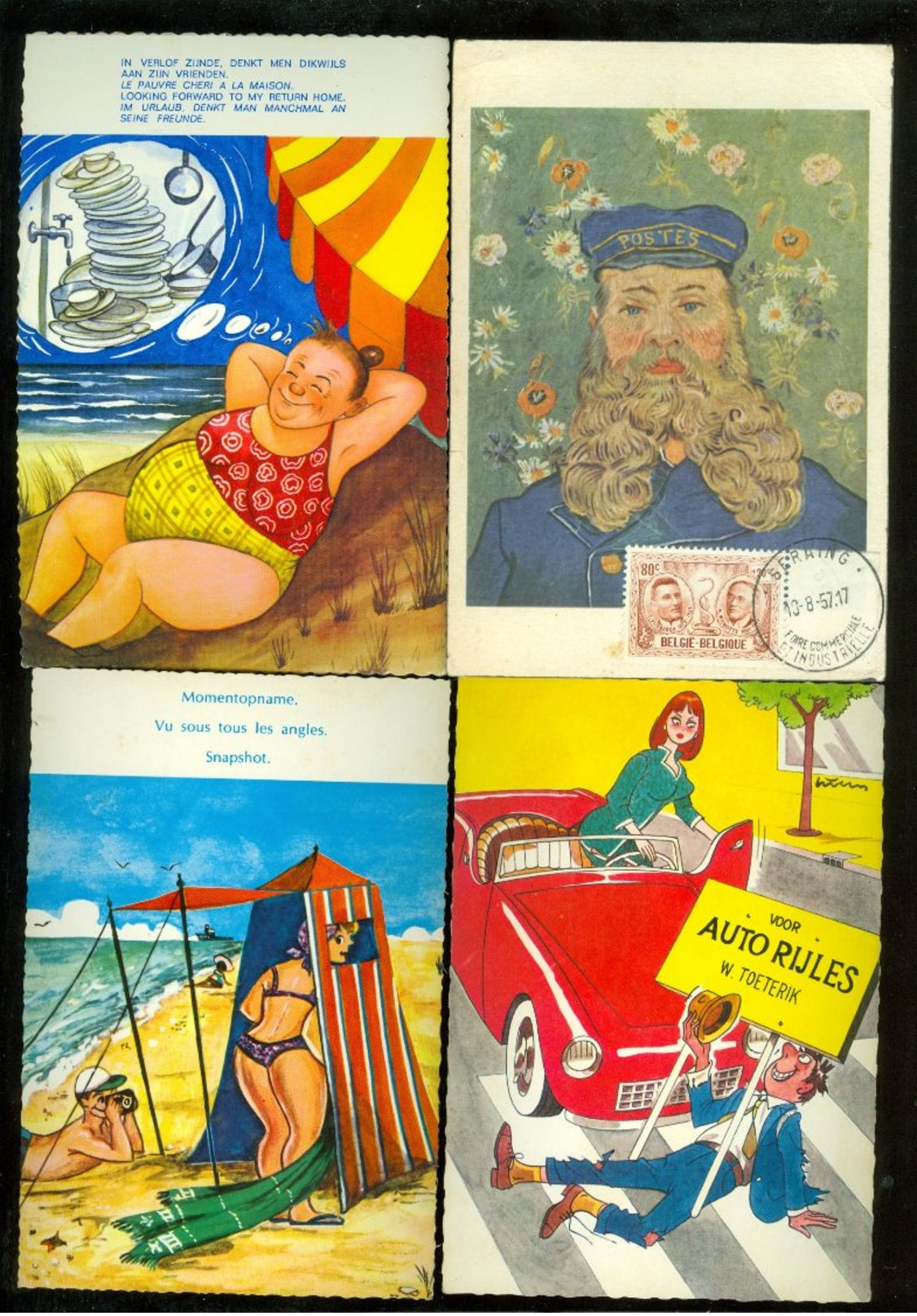 Beau lot de 60 cartes postales semi modernes grand format de fantaisie      Mooi lot 60 postk. fantasie groot formaat