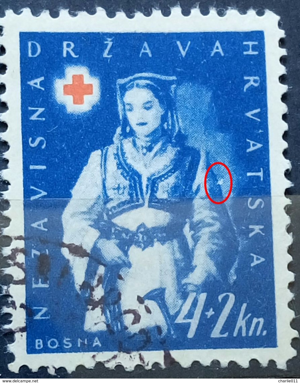 RED CROSS-4+2 K-NATIONAL COSTUMES-BOSNIA-ERROR-DOT-NDH-CROATIA-1942 - Red Cross