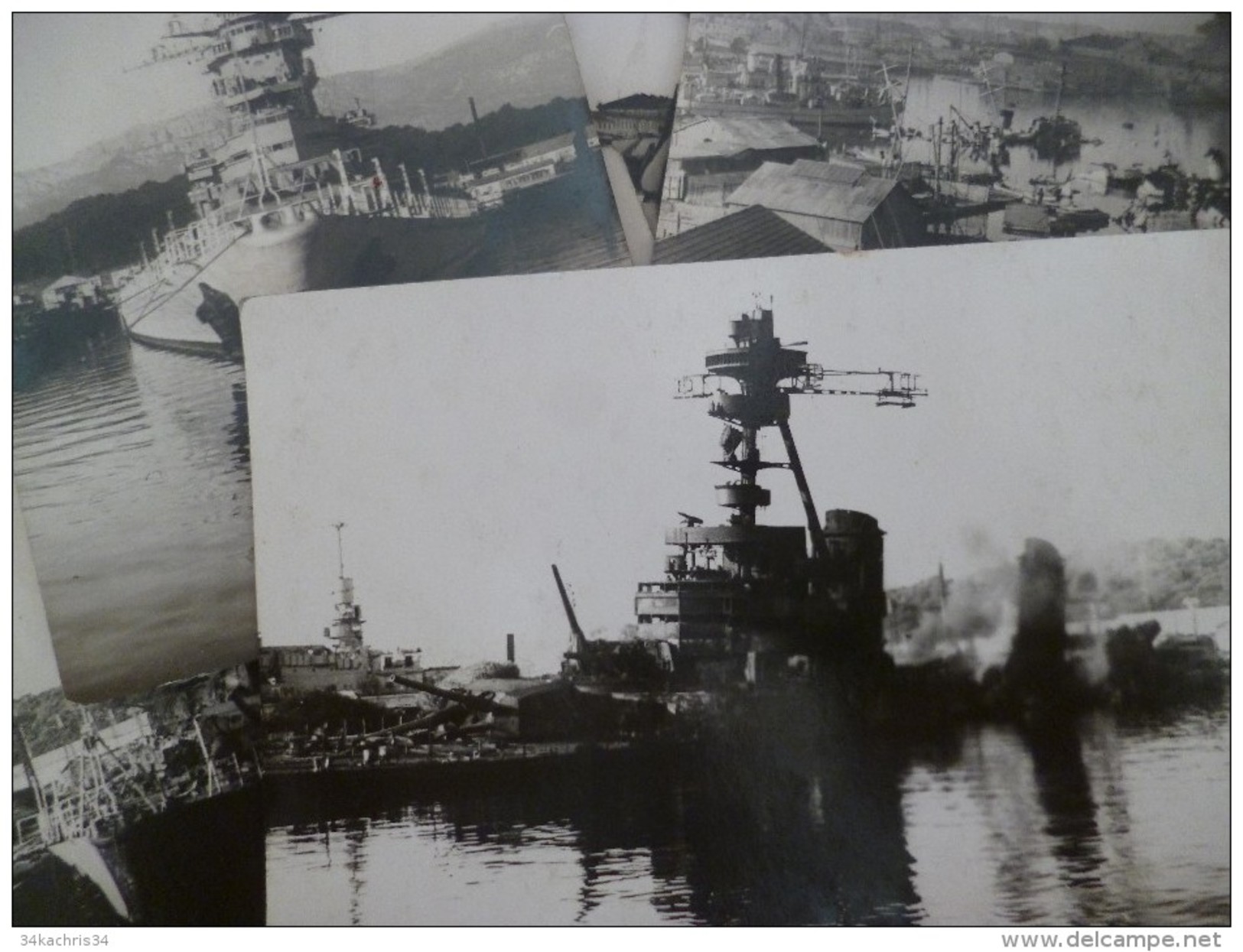 Rare Ensemble De Photos Format CPA Sabordage De La Flotte à Toulon 1942 Photo Blin Et De Preville. WW2 Guerre 39/45 - Schiffe