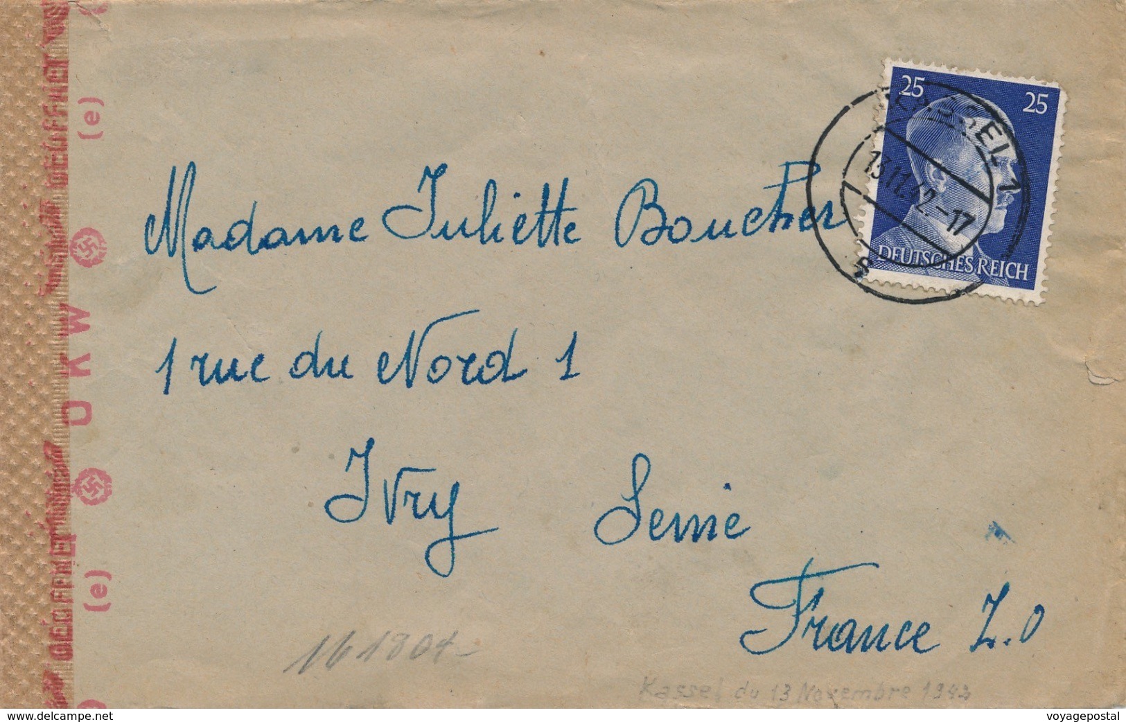 Lettre WWII Kassel Ouverte Par DKW - Lettres & Documents