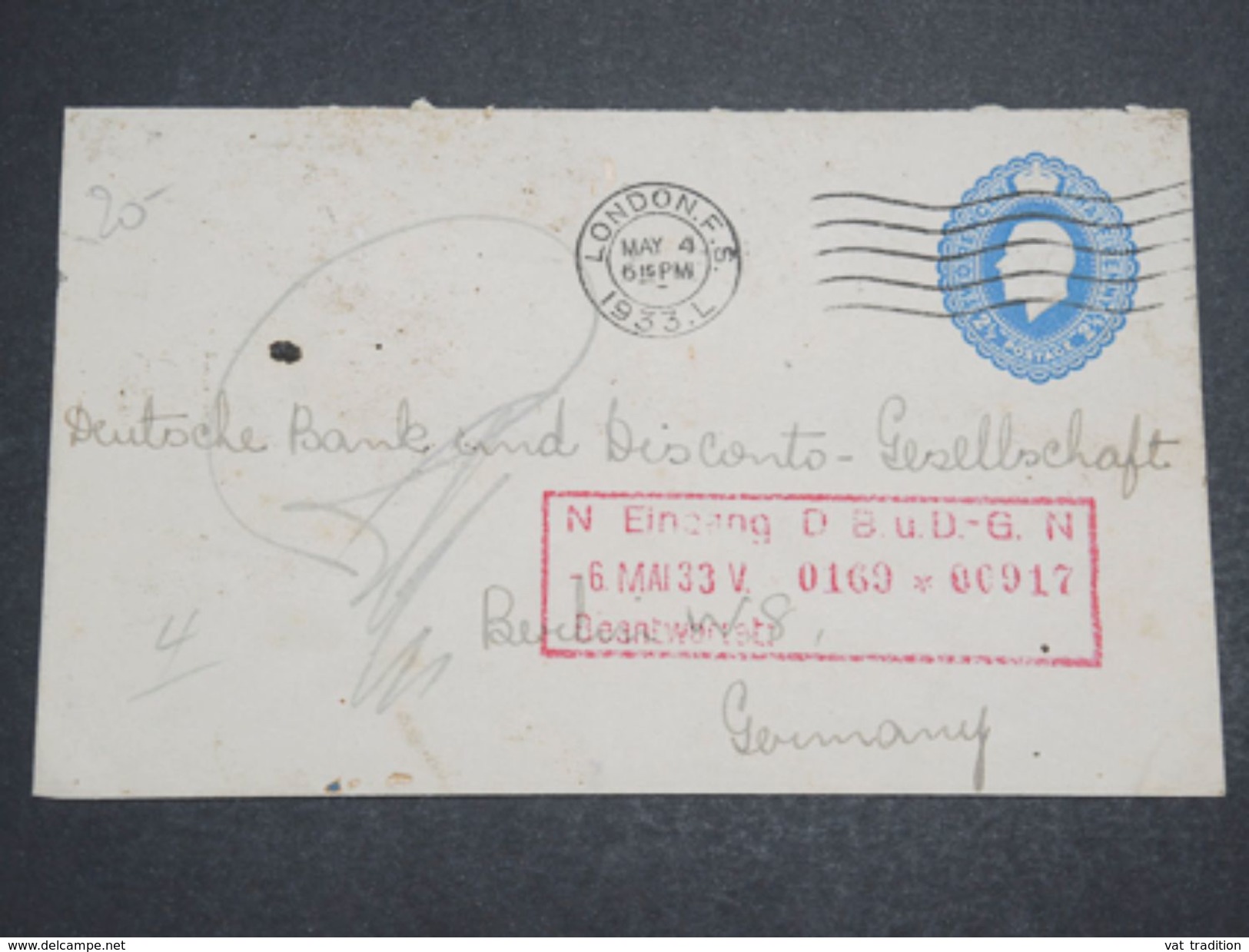 GRANDE BRETAGNE - Entier Postal De Londres Pour L 'Allemagne En 1933 - L 10242 - Stamped Stationery, Airletters & Aerogrammes