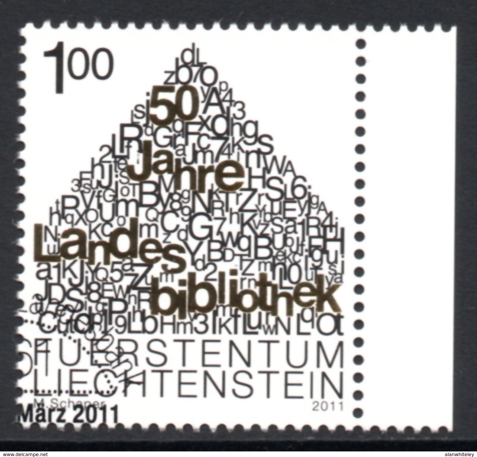 LIECHTENSTEIN 2011 Anniversaries/Landesbibliothek: Single Stamp CANCELLED - Gebruikt