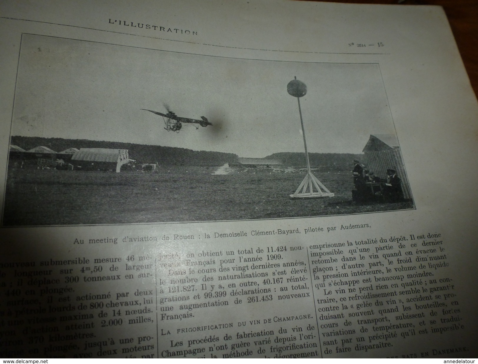 1910 L'ILLUSTRATION:Roses de Bagatelle;Notre race;1er paquebot aérien;Aviation;Expo-Chasse à Vienne;Meeting à Rouen;etc