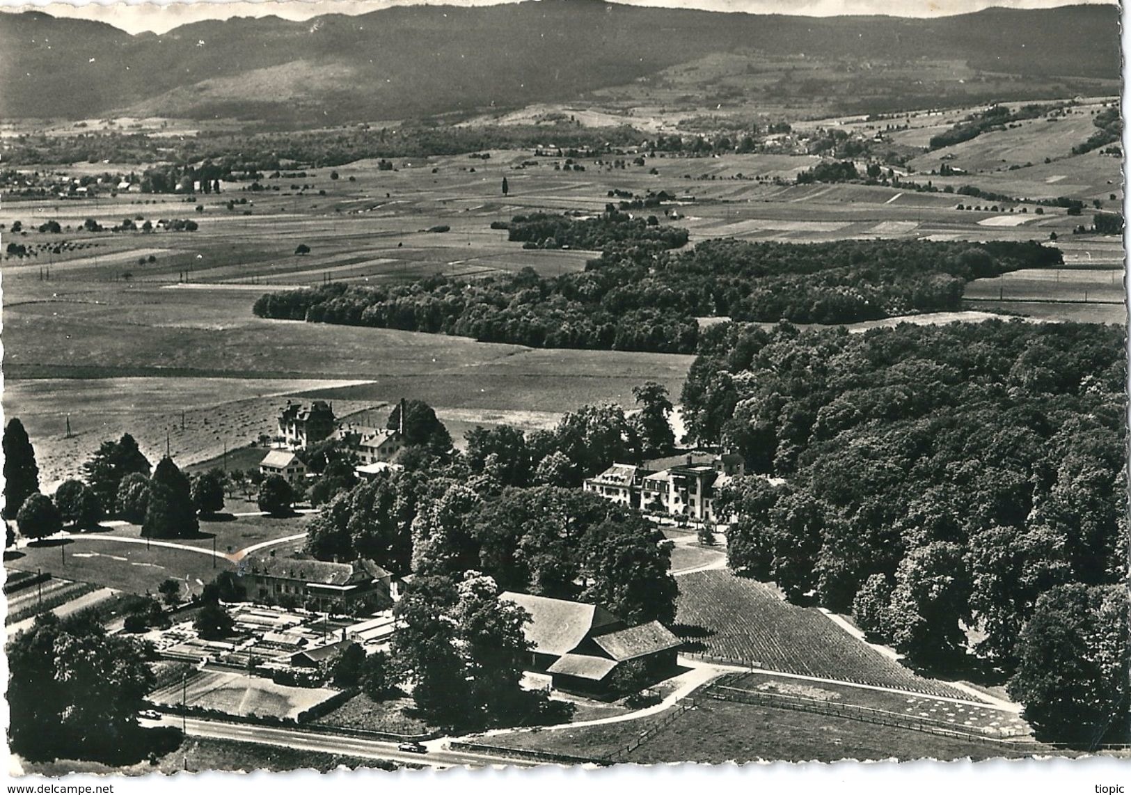 Superbe  Panorama  "  CLINIQUE  La  LIGNIERE "  GLAND  Prés  De  NYON  -  SUISSE -  (  CPsm  Dentelée Noire Et Blanche ) - Gland