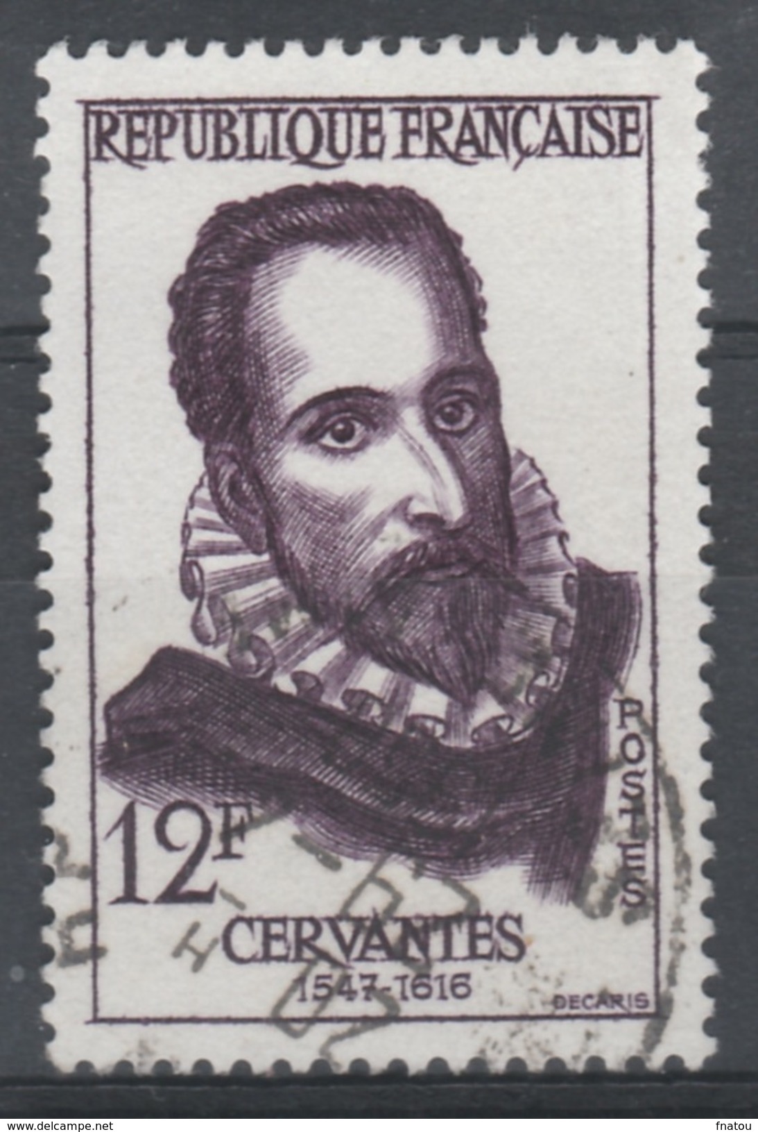 France, Miguel De Cervantes, Spanish Writer, 1957, VFU - Usati