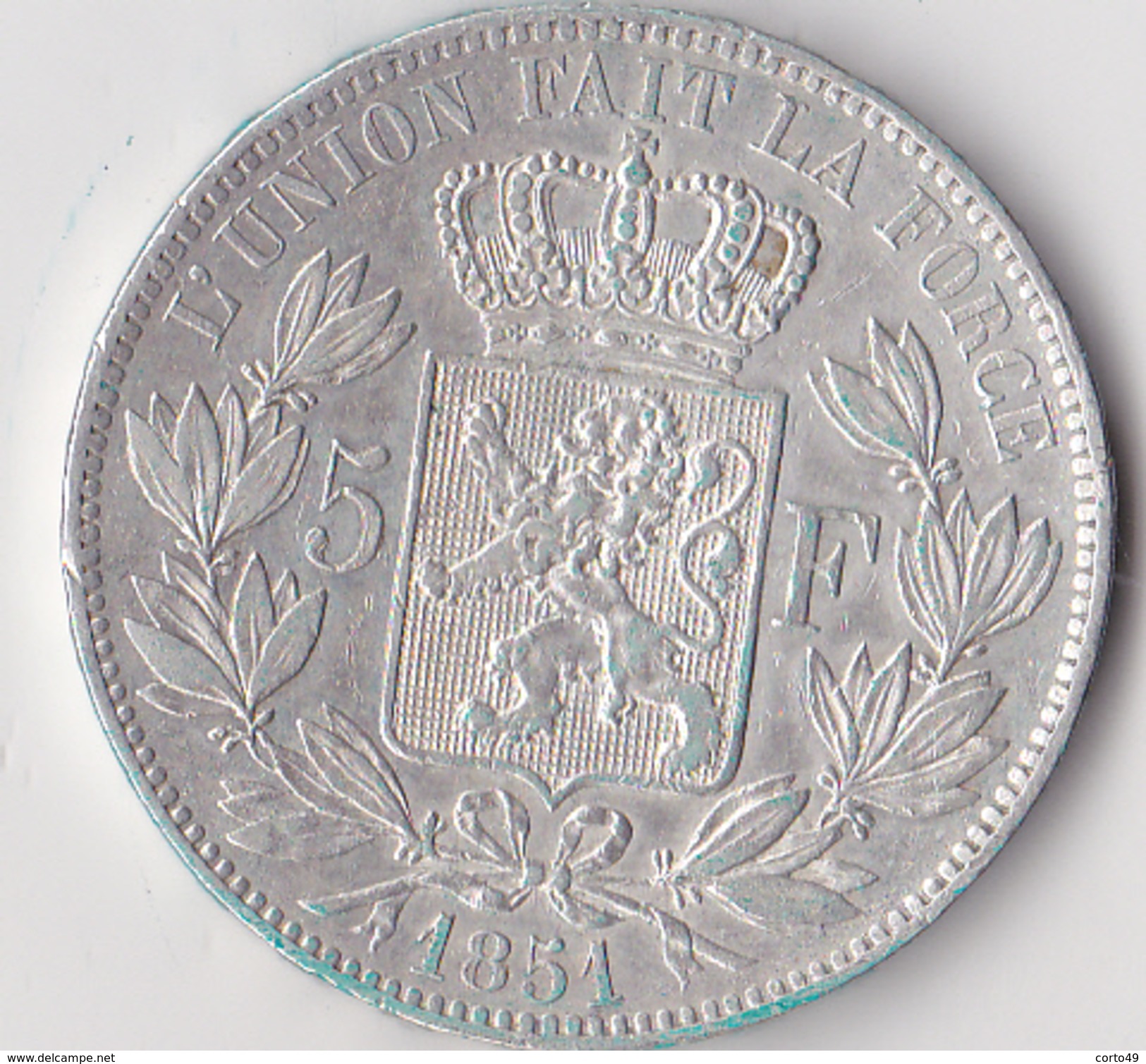 BELGIQUE - 5 FRANCS ARGENT 1851 - LEOPOLD PREMIER " TETE NUE " -TTB+ - 5 Frank