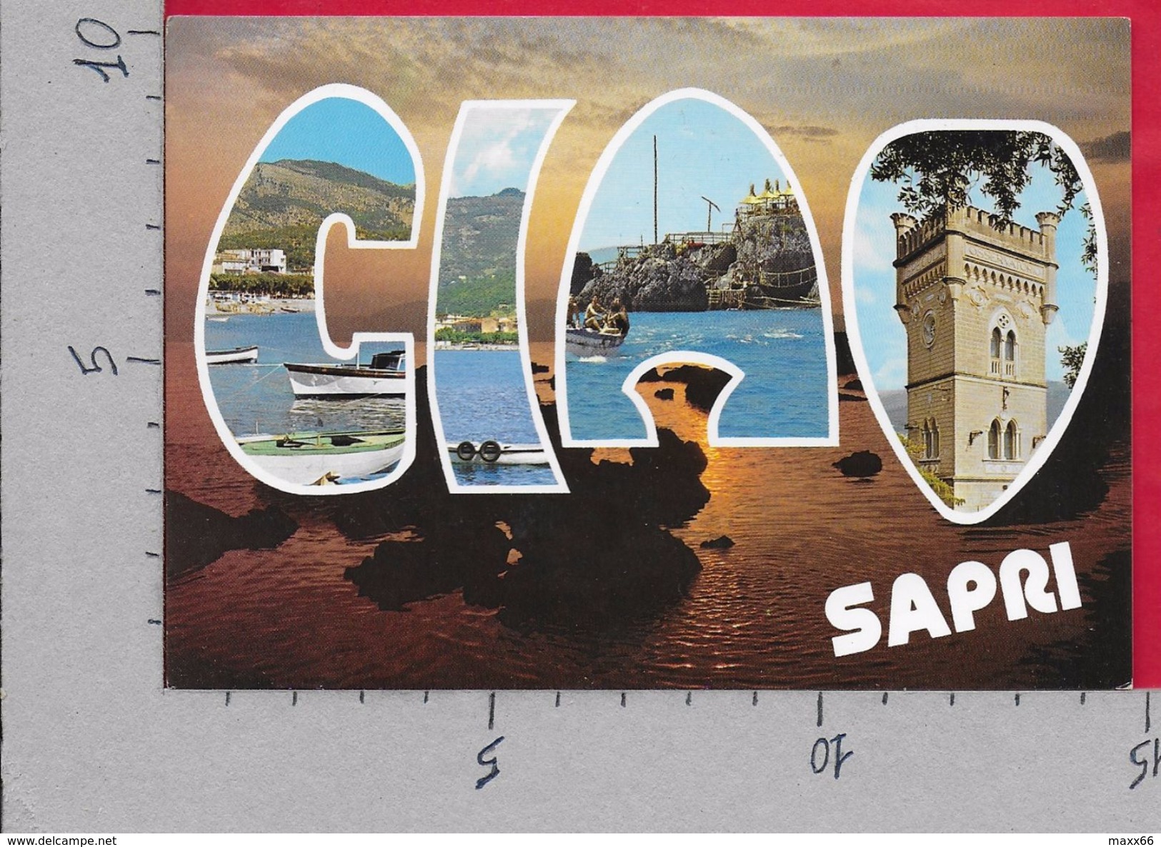 CARTOLINA NV ITALIA - CIAO Da SAPRI (SA) - Vedutine - Tramonto - 10 X 15 - ANN. 1991 DIRITTI INFANZIA - Saluti Da.../ Gruss Aus...