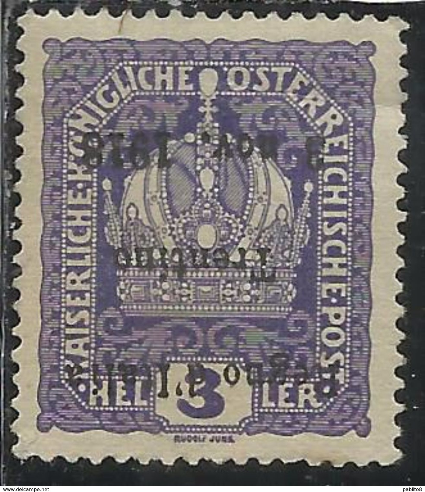 TRENTINO ALTO ADIGE 1918 VARIETA' VARIETY SOPRASTAMPATO DI AUSTRIA OVERPRINTED HELLER 3h MNH - Trentino