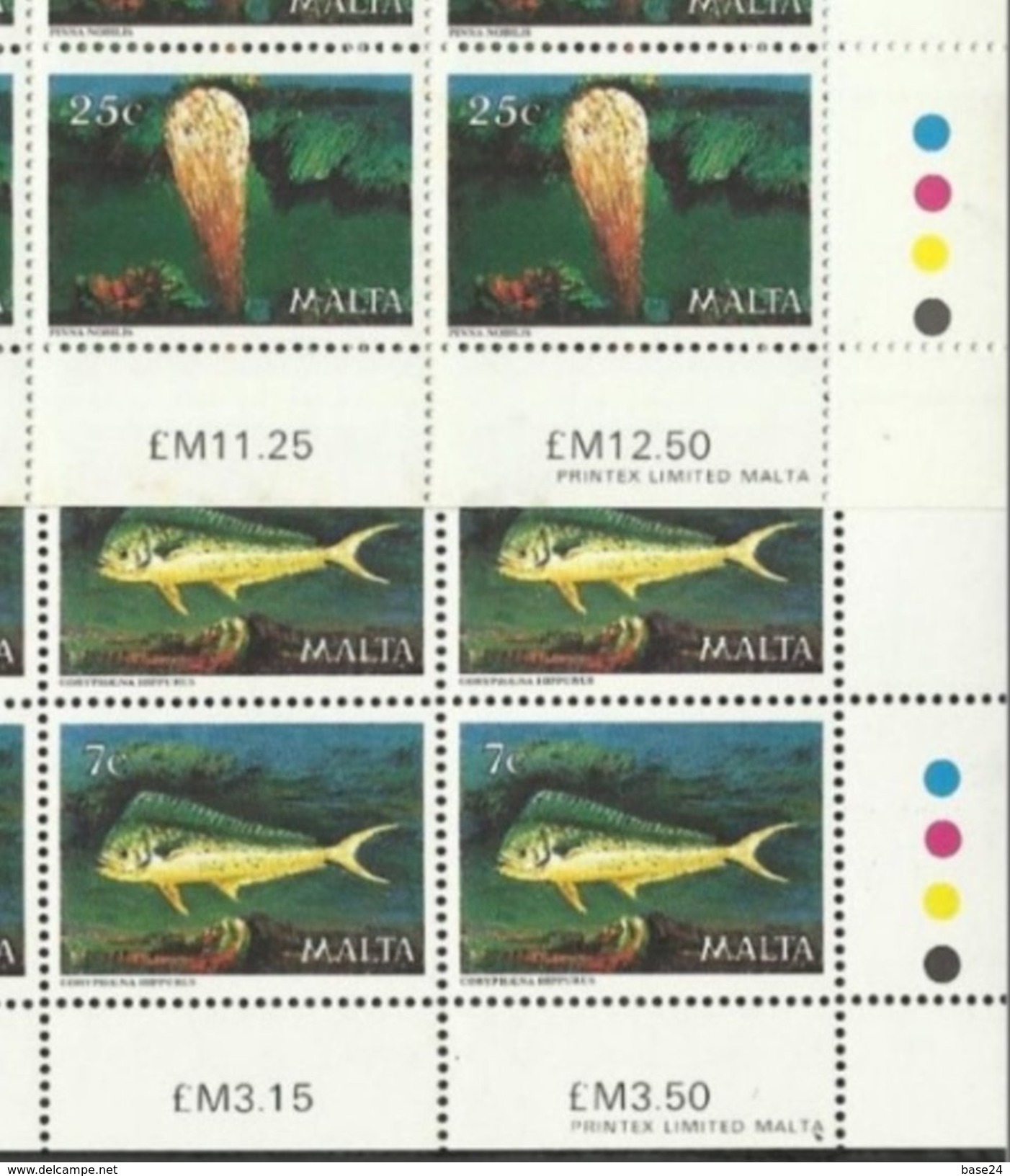 1979 Malta FAUNA MARINA  MARINE FAUNA 50 Serie Di 4v. (588/91) In Foglio MNH** Sheets - Malta