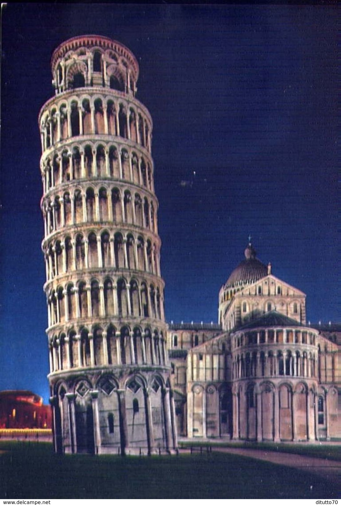 Pisa - Torre E L'abside Del Duomo Di Notte - Formato Grande Non Viaggiata – E 3 - Pisa