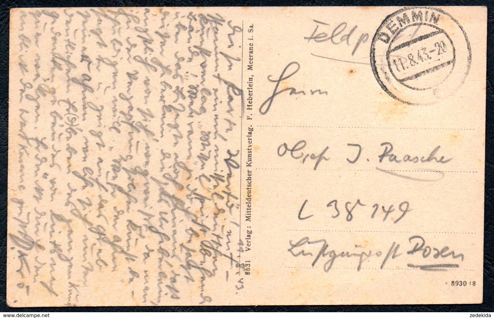 A9441- Demmin - West Kaserne - Feldpost 2. WK WW 1943 - F. Heberlein - Demmin