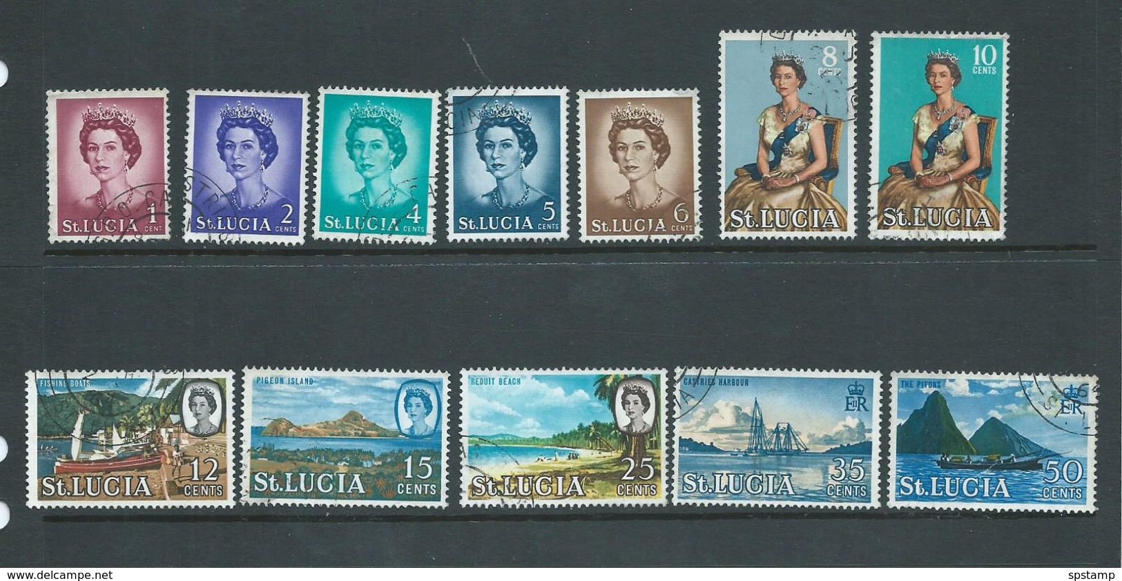 St Lucia 1964 QEII Definitives Short Set Of 12 To 50c Pitons Attractive Used , Couple Of Imperfections - St.Lucia (...-1978)